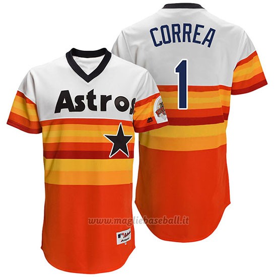 Maglia Baseball Uomo Houston Astros 1 Carlos Correa Arancione Turn Back The Clock